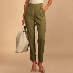 Lulus Like Clockwork Olive Green Trouser Pants - Size L